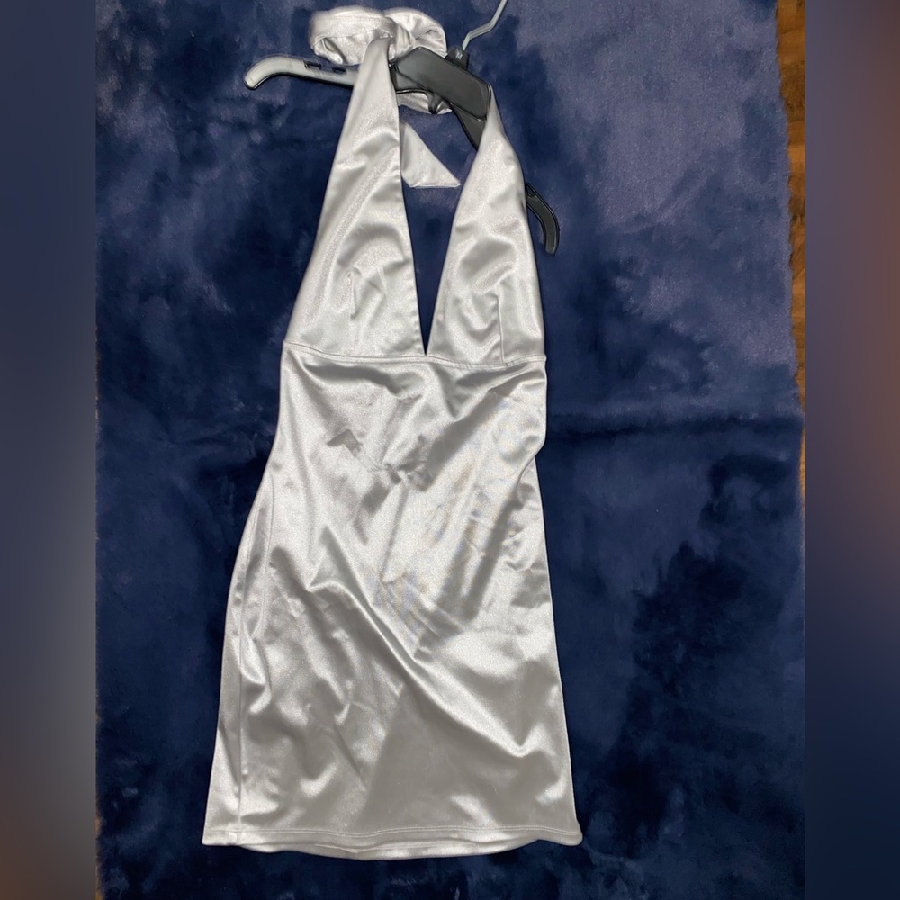 Silver, spacey going out party dress